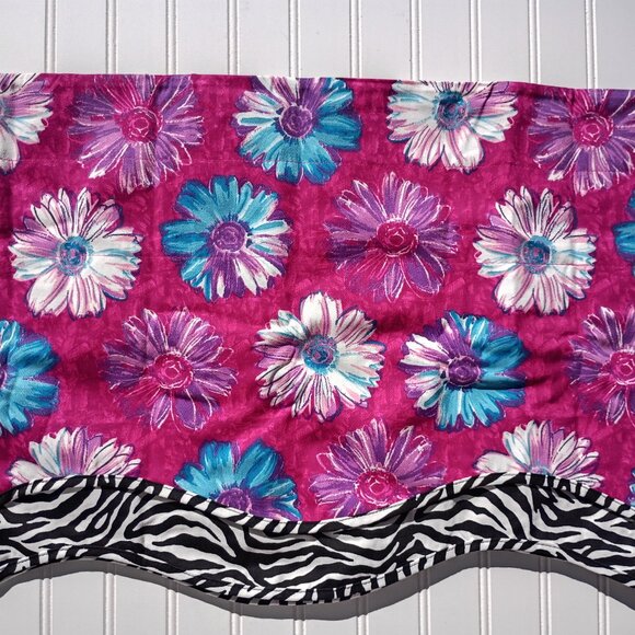 WAVERLY Kids Curtain Valances Daisy Hot Pink Zebra Print Pair NEW Girls Room Vtg - Picture 6 of 12